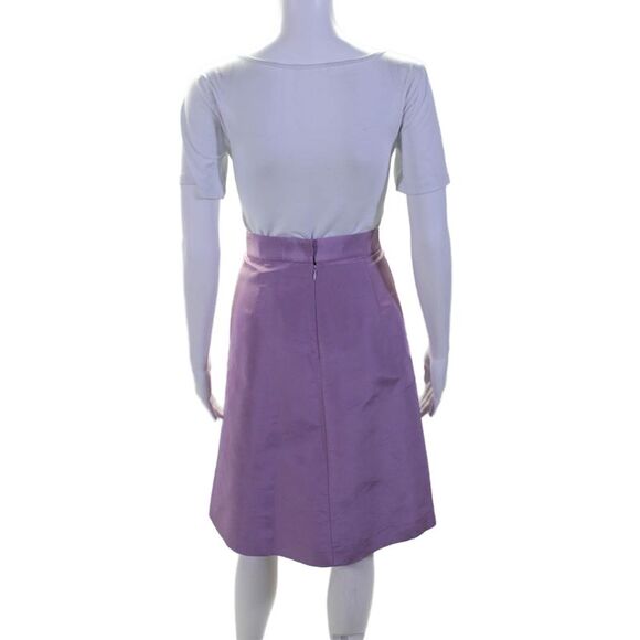 Charlotte Brody Womens Pleated Beaded Motif A Line Skirt Purple Size 8 - Picture 3 of 5